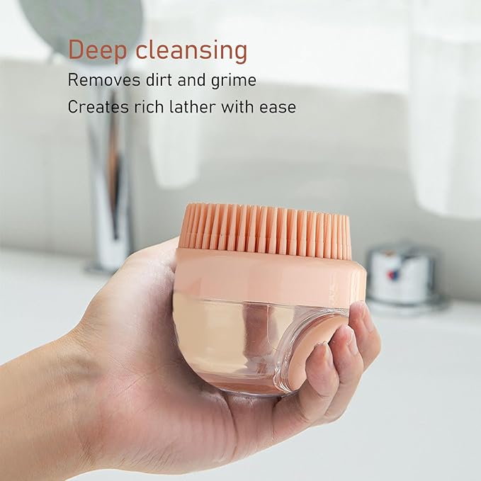 Exfoliating Shower Scrubber, Lathers Well Silicone Body Scrubber Shampoo Dispenser for Bath for Women Men
