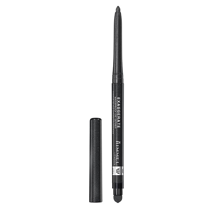 Rimmel London Exaggerate Waterproof Eye Definer Eyeliner Set, 263 Starlit Black & 212 Rich Brown, Highly Pigmented, Built-In Smudger, 0.01oz Each