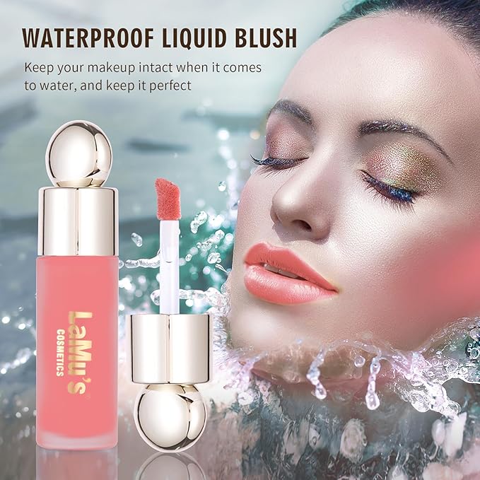 LaMu'S COSMETICS Soft Pinch Weightless Liquid Blush, Long-Lasting Beauty Natural Waterproof Face Liquid Blush For All-Day Wear (Happy-Cool Pink, 0.25fl.oz/7.5ml)