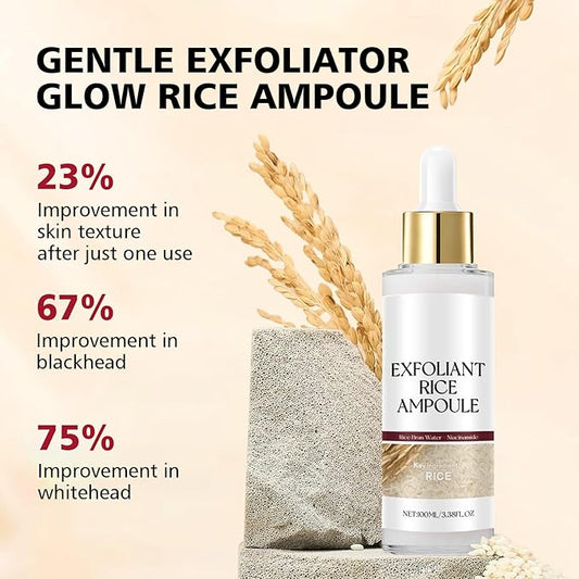 2PCS Rice Exfoliating Ampoule Set β Black & White Rice Brightening Duo for Glowing Skin | Gentle Peel + Pore Minimizing & Deep Hydration