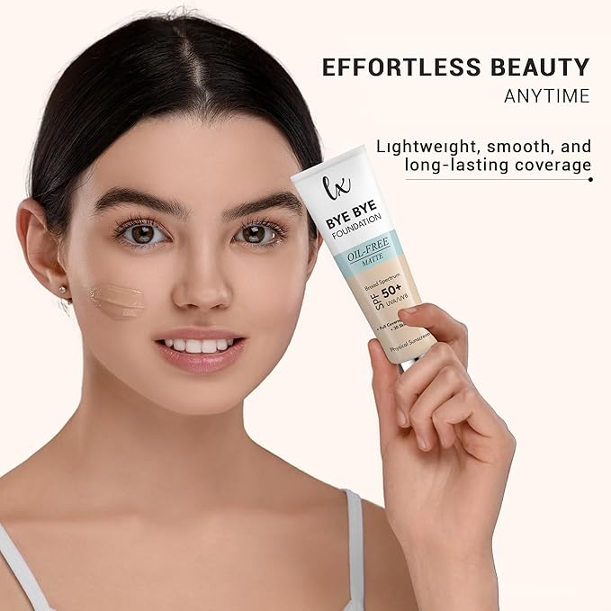 Lx Blend Bye Bye Foundation Oil Free Matte Coverage Moisturizer With SPF 50 (MEDIUM) 1 FL OZ