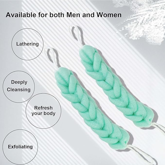 PPHAO - Back Scrubber for Shower - Bath Sponge - Long Loofah - Bath Back Scrubber for Shower for Men - Loofah for Women - Loofah Sponge for Men - 21.5 INCH - Green Loofah - 2 Pack