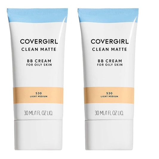 COVERGIRL Clean Matte Bb Cream for Oily Skin, Light Medium 530, 1 Fl Oz (2 Count)