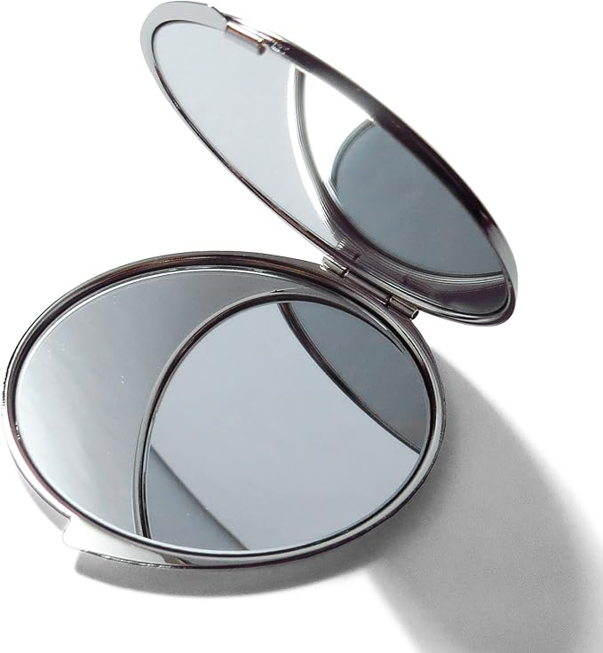 MADDesign Mother of Pearl Compact Makeup Mirror Folding Magnify Butterfly Flowers Pink Yellow