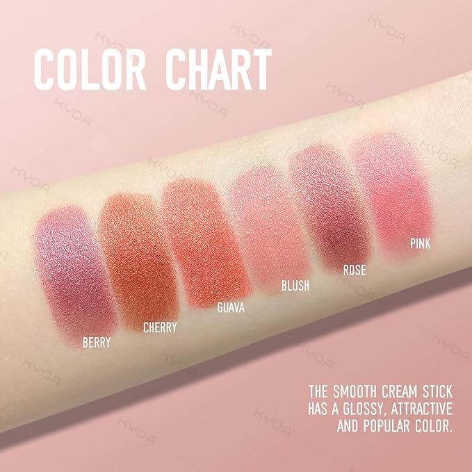 KYDA Mineral Color Balm, SPF 35, Creamy Blendable Color for Lips&Cheeks, Buildable Shimmer Finish, Lightweight Formula, Multiuse Makeup Stick, PINK