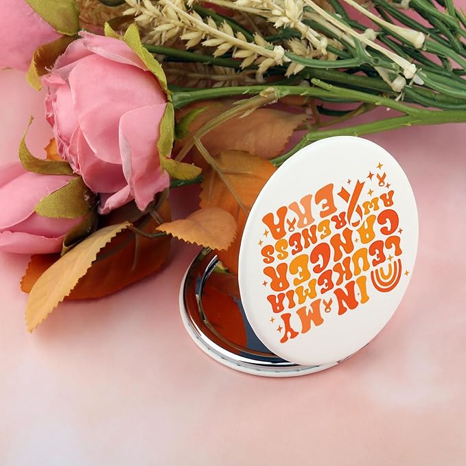 BEKECH Orange Ribbon Awareness Gifts Leukemia Awareness Gifts in My Leukemia Cancer Awareness Era Compact Mirror Cancer Support Gifts