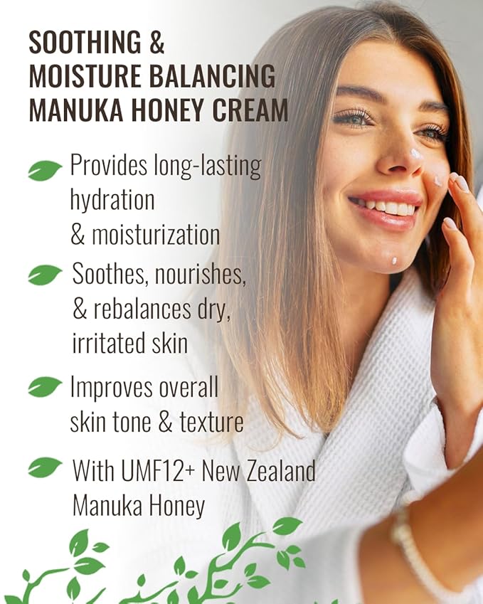 Wild Naturals Manuka Honey Moisturizer for Dry, Sensitive Skin β Eczema Relief Face Cream β Soothing Cream for Redness & Irritation β Face, Hand & Body Moisturizer for Women & Men