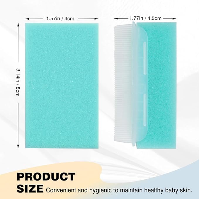 2PCS Cradle Cap Brush, Baby Bath Sponge - 2-in-1 Brush & Sponge for Scalp Treatment, Sensory Therapy, and Bath Time Care
