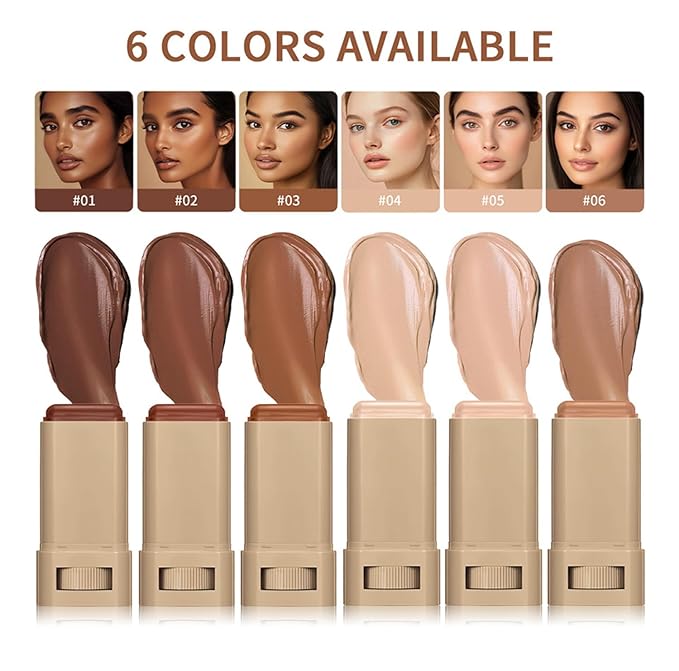 2 Pcs Foundation Stick Beauty Balm Serum Boosted Skin Tint Solid Tinted Moisturizing Serum Contour Stick Foundation for Women Natural Finish Makeup (#06, 0.63 OZ)