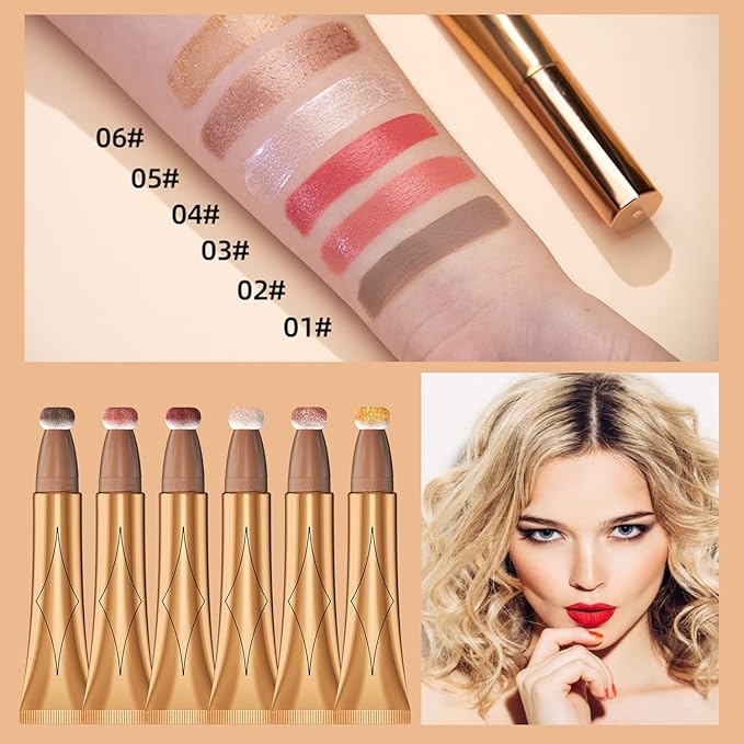 Cream Liquid Highlighter Beauty Wand,Xcreando Shimmer Highlight Stick with Cushion Applicator Silky Bronzer Stick Waterproof Lightweight Face Contouring Makeup with Illuminator Finish(#04 Pearl White)