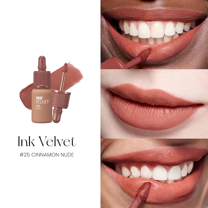 Peripera Ink the Velvet Lip Tint - High Pigment Color, Longwear, Weightless, Not Animal Tested, Gluten-Free, Paraben-Free (025 CINNAMON NUDE)