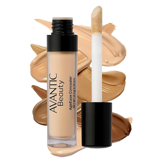 Avantic Under Eye Concealer for Older Women, 16-Hour Full Coverage Liquid Color Corrector for Dark Circles, Perfects & Brightens, Natural Finish, Waterproof (Rich, 0.35 Oz)