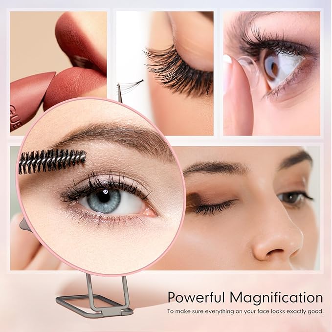 Travel Magnifying Mirror 20x Large 6β Diameter Makeup Mirror with Magnification 20x, Portable Handheld Close Up Magnified Mirror with Stand & Suction Cups, Perfect for Makeup, Shaving, Deep Cleaning