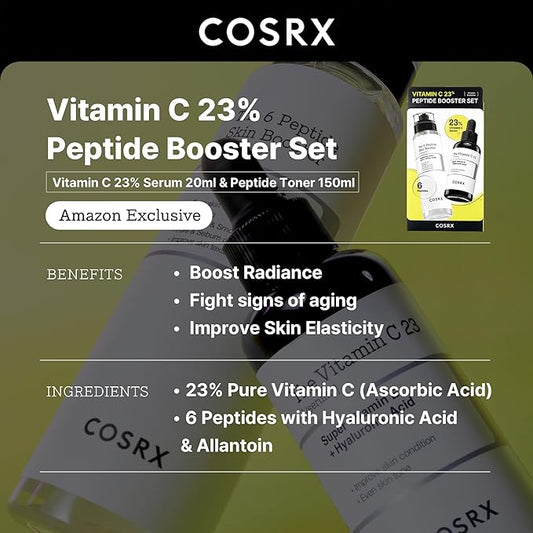 COSRX Vitamin C 23% Peptide Booster Set - Amazon Exclusive - Korean Skin Care Set, Stocking stuffers for women, Vitamin C Serum, Face Serum