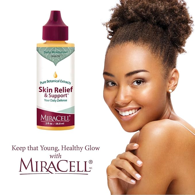 Miracell Skin Relief & Support Oil β Natural Face & Body Moisturizer with Apricot, Jojoba, and Vitamin E β Fast-Absorbing Hydration for Dry, Sensitive, or Rough Skin β 2 oz
