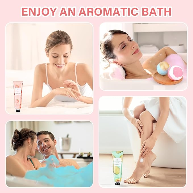 Gifts for Women, Bath Sets for Women Gift, Teacher Appreciation Gifts, Nurse Gifts, Bath Bombs and Hand Lotion Set, Bridesmaid Birthday Gifts, Self Care Gifts for Corworkers