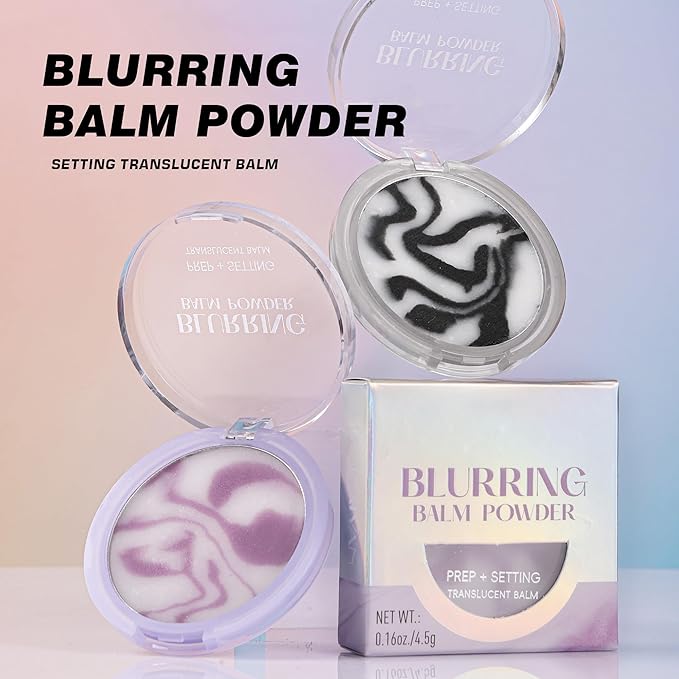 Blurring Balm Powder, Setting Translucent Foundation Primers, Oil Control Concealer Pressed Cream Waterproof Sweatproof Making Long Lasting Makeup Primer (#04 Charm, 0.16 oz)