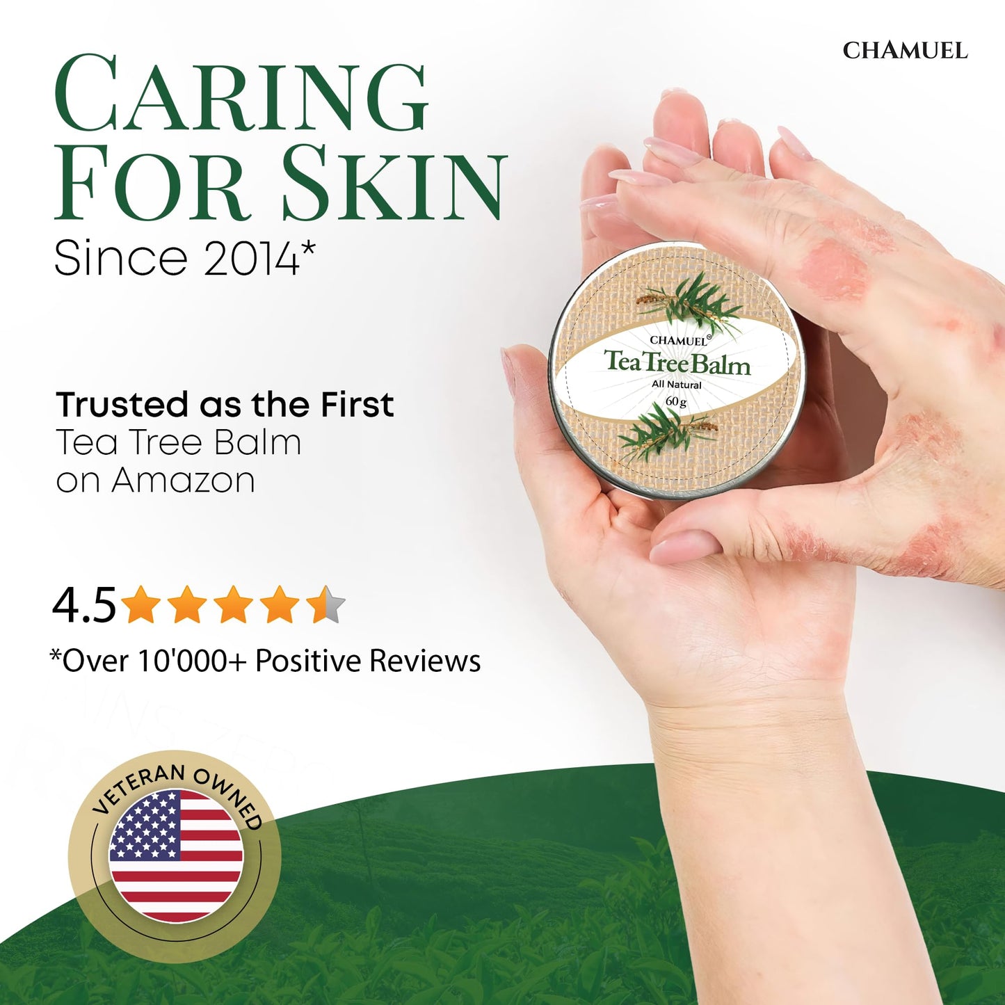 Chamuel Tea Tree Oil Balm - All Natural | Great Cream for Soothing Eczema, Psoriasis, Rashes, Jock Itch, Insect Bites, Folliculitis, Acne, Itches, Cracked Heels, Cuticles, Saddle Sores & more!