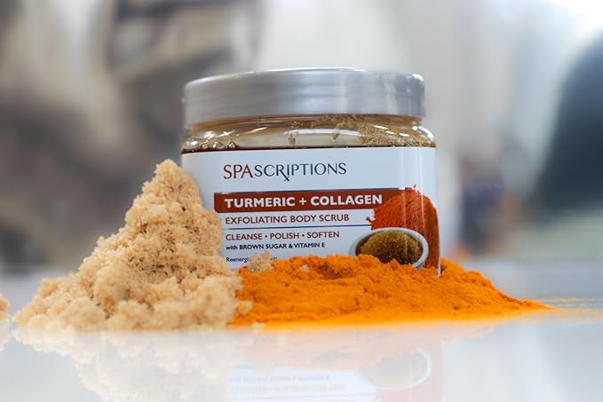 Turmeric & Collagen Body Scrub with Brown Sugar & Vitamin E β Exfoliating Scrub for Glowing Skin β Deep Cleansing, Polishing & Softening Formula β Natural Skincare for Body & Face (21 oz, Turmeric)