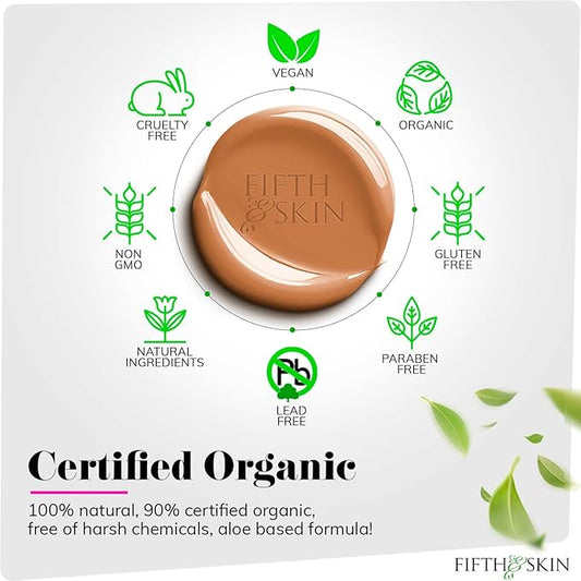 Fifth & Skin: Betterβn Ur Skin Liquid Foundation (RICH TAN) - Natural, Organic, Vegan, Cruelty-Free - Gluten-Free Beauty with Buildable Coverage and Palm-Free Luxury - 1 oz