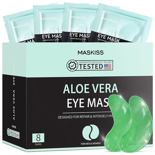 Under Eye Patches (8 Pairs), Aloe Vera Eye Masks for Dark Circles Puffy Eyes Undereye Bags, Collagen Eye Patches for Repair and Intensely Hydrate, Skin Care Gift for Her