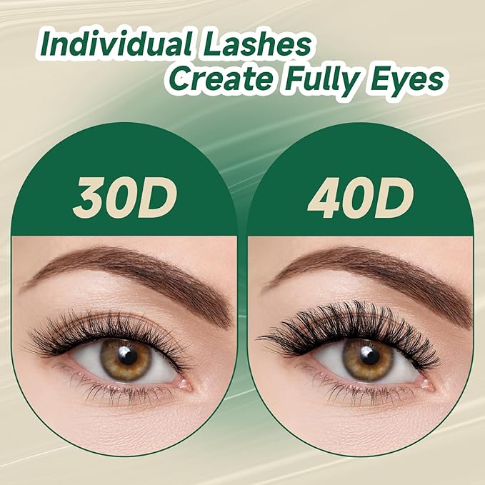 DIY Lash Extension Kit 280pcs Individual Lashes D Curl Eyelash Extension Kit KEYYOU 30D+40D 9-16Mix Lash Clusters with Lash Bond and Seal and Lash Applicator for DIY at Home(KIT-30D40D-0.07D-9-16Mix)