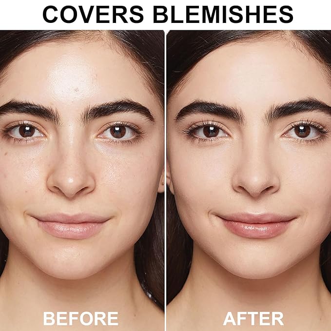 Foundation Set, 2Pcs Flawless Foundation and Makeup Spong Set for Natural Look, Waterproof, Medium Coverage, Matte Finish, Oil-Control, Odorless, Super Stay Up to 12 Hour (#103, Warm Peach)