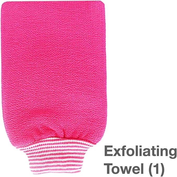 Bath Sponge Back Scrubber Exfoliating Gloves | Bath Essential Towel Set (3pcs+Bag)