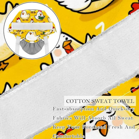 2 PCS Bouffant Cap with Button Ponytail Pouch Working Cap Sweatband Adjustable Surgical Cap Black and White Cow