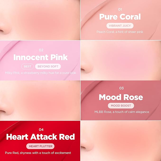 lilybyred Luv Beam Cheek Balm | Heart-Shaped Korean Cream Blush, Semi-Matte Finish, Long-Lasting, Blendable & Buildable, Soft Creamy Texture, Lightweight, Natural Flush (10 Grape Pink)