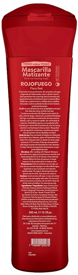 Naissant Deep Red Hair Toning Mask | Color Depositing | Moisturizes & Refreshes & Neutralizes Brassy Tones | Paraben, Ammonia & Sulfate Free | Pro-Vitamin B5, Olive Oil & Honey (Rojo Fuego) 10.1 Fl Oz