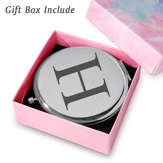 Personalized Gifts for Women Girls, Initial Compact Mirror, Unique Mothers Day Birthday Gifts for Friends Mom Wife Grandma Sister Daughter, 2025 Graduation Gifts for Her College Medical High School