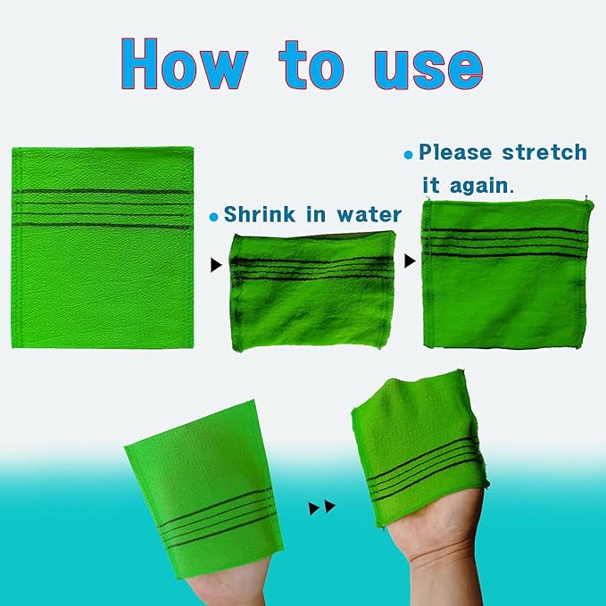 Korean Asian Exfoliating Bath Washcloth Mitt for Remove Dead Skin.Exfoliating Body Scrubber.Exfoliating Gloves for Body Scrub (Red 4)