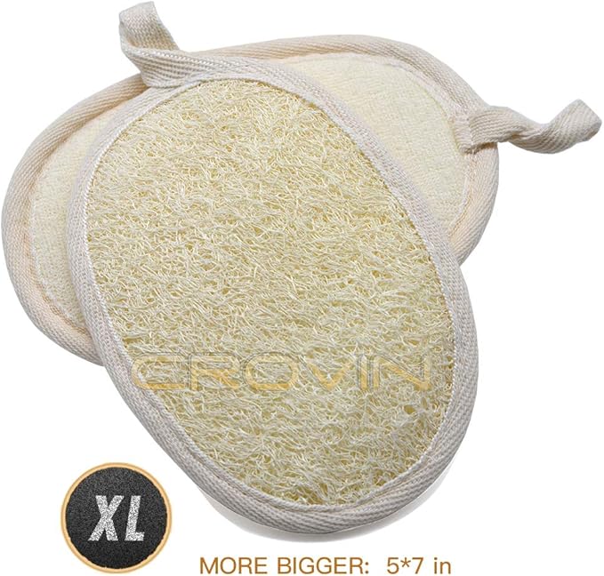 Bigger 5x7 Natural loofah Sponge for Exfoliating and Invigorate Your Dead Skin - Eco Friendly and Biodegradable All-Natural Loufa - Deeply Clean Your Body Pack of 4