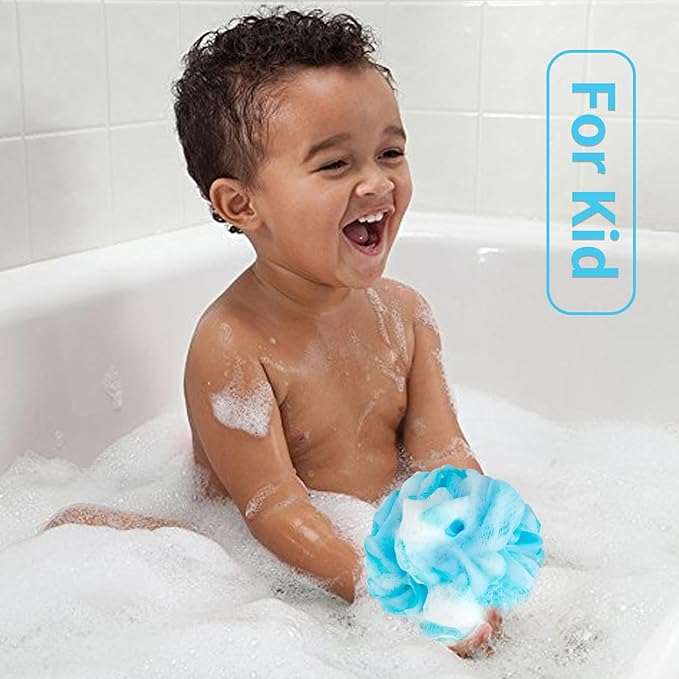 Bath Loofah Shower Sponge Body Back Scrubber Soft Mesh Shower Puffs Exfoliating Loofa for Women & Men Bath Accessories Cleaning Tool (4Pack 60G Loofah Sponge, Forest Fairy)