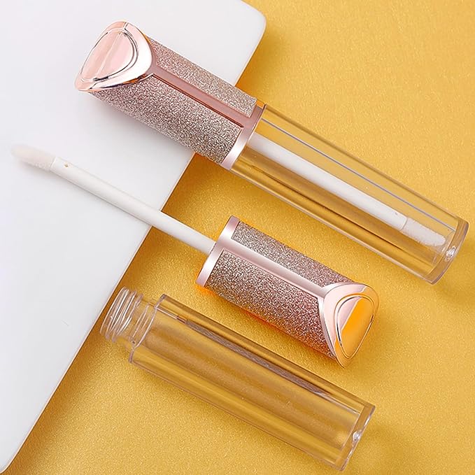 AMORIX 50 Pack Lip Gloss Tubes with Wand 5ml Lip Gloss Containers Lip Gloss Supplies Kit with 3pcs Syringes for DIY Lip Gloss Base, Oblique Cap