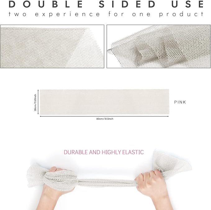 African Net Sponge African Net Long Net Bath Sponge Exfoliating Shower Body Scrubber Back Scrubber Skin Smoother,Great for Daily Use (White)