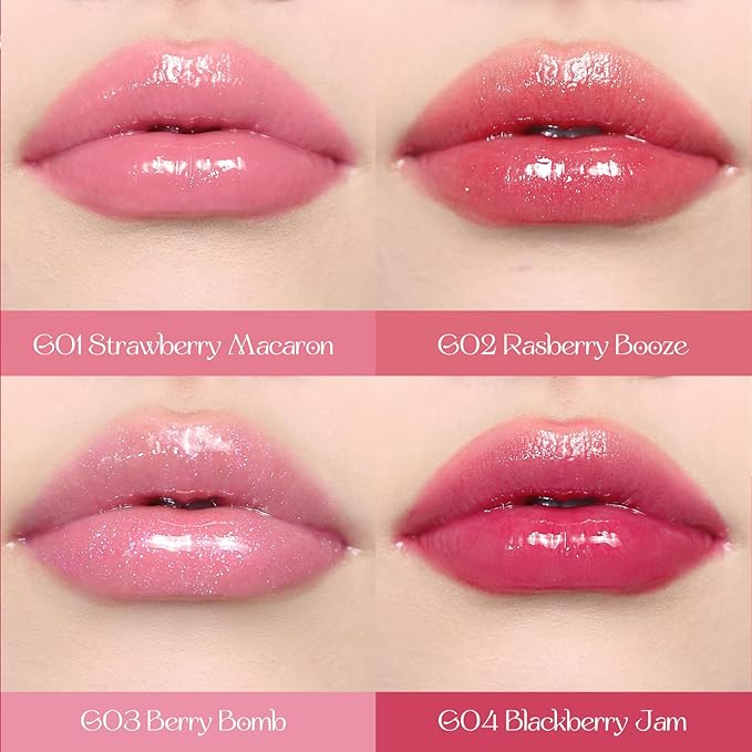 Flower Knows Violet Strawberry Rococo Glowy Lip Gloss,Moisturizing Tinted Lip Oil-Hydrating Lip Makeup for Girls&Women-Vegan & Cruelty-Free-0.12 Fl Oz,1 Count (G04 Blackberry Jam)