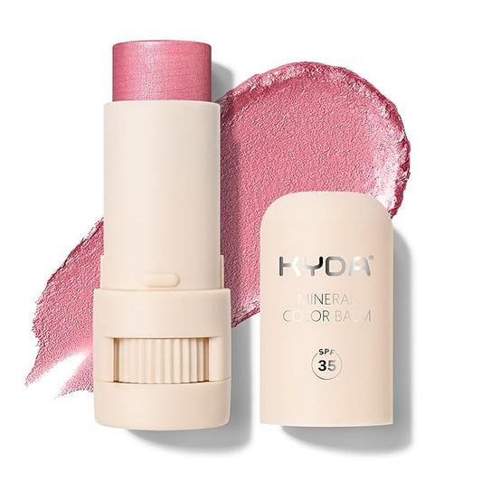 KYDA Mineral Color Balm, SPF 35, Creamy Blendable Color for Lips&Cheeks, Buildable Shimmer Finish, Lightweight Formula, Multiuse Makeup Stick, PINK