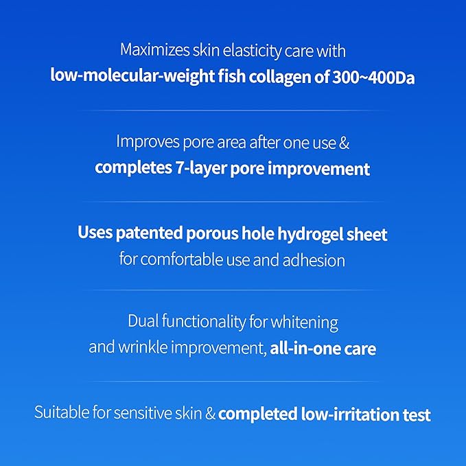 BENTON Hydrogel Collagen Face Mask Overnight Hydrolyzed Cooling All in One Care β Pore Minimizer Hydrating Brightening Anti-Aging Firming Improves Skin Texture Korean Skin Care for sensitive 27gX4EA
