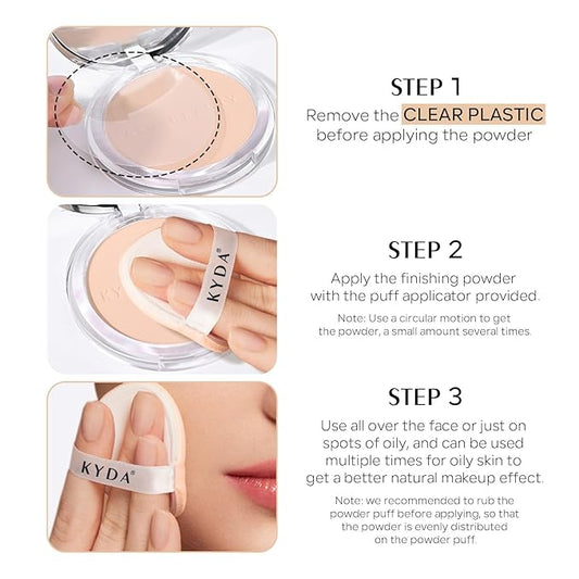 KYDA Mineral Powder, 4-in-1 Pressed Mineral Powder Foundation, SPF 35, Matte Pressed Foundation with Concealer and Setting Makeup, Lightweight Flawless Coverage, PORCELAIN