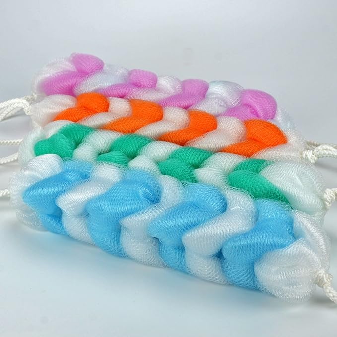 Exfoliating Loofah Back Scrubber for Shower,Wonderful Colors(4- Counts)