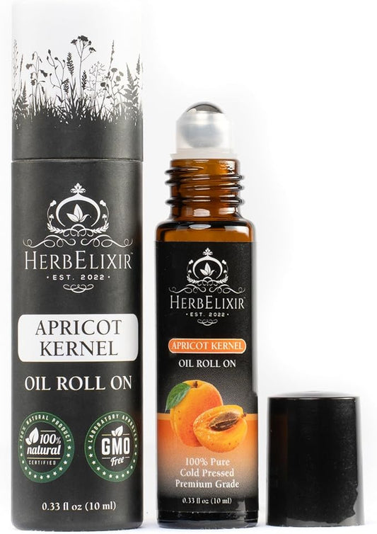 Apricot Kernel Facial Oil Roll On (10ml) Vitamin E Oil for Skin Face Roller or Ayurveda Skin Care, Vitamin E Oil for Face & Eye Roller, Facial Roller or Roller for Face and Skin Oil