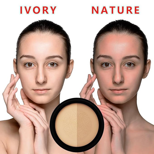 2024 New Indicativet Mushroom Head Air Cushion CC Cream,Air Cushion CC Cream beauty Waterproof BB Cream Foundation,Face Makeup Moisturizing Concealer CC Cream Skin Tone (ivory, 5.5x3.1x2.7)