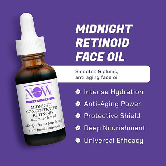 Midnight Concentrated Retinoid Restorative Face Oil - Anti-Aging face Oil - Overnight Skin Care Smooths & Plumps - Vegan - Paraben & Sulfate Free - Travel Size - For Men & Women - 1 oz