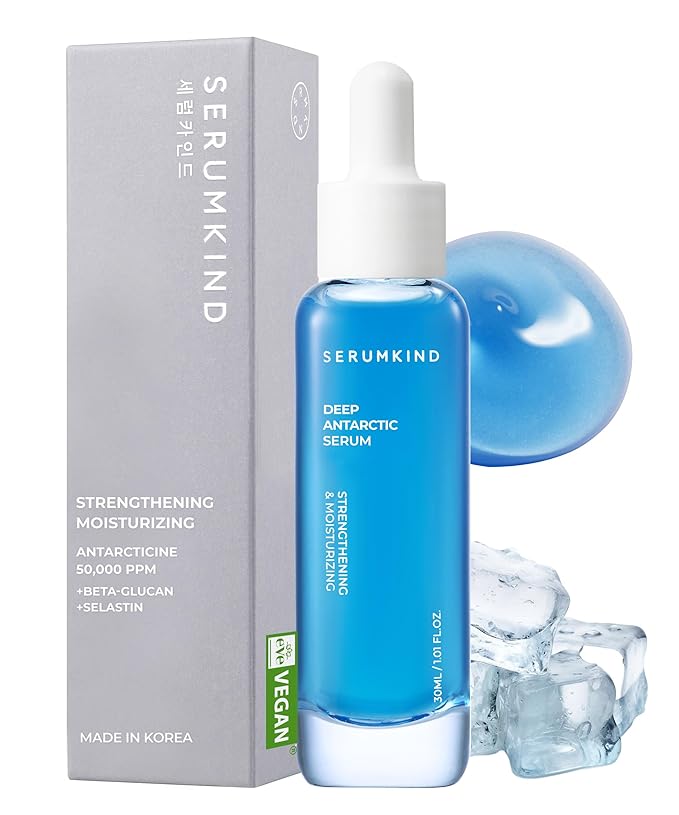 SERUMKIND Deep Antarctic Serum - Lifting, Plumping Korean Skincare β Antarcticineβ’ Marine Ingredient and Beta Glucan β Improves Elasticity and Firming - Vegan, Cruelty Free, Unscented β 1.01 fl.oz.
