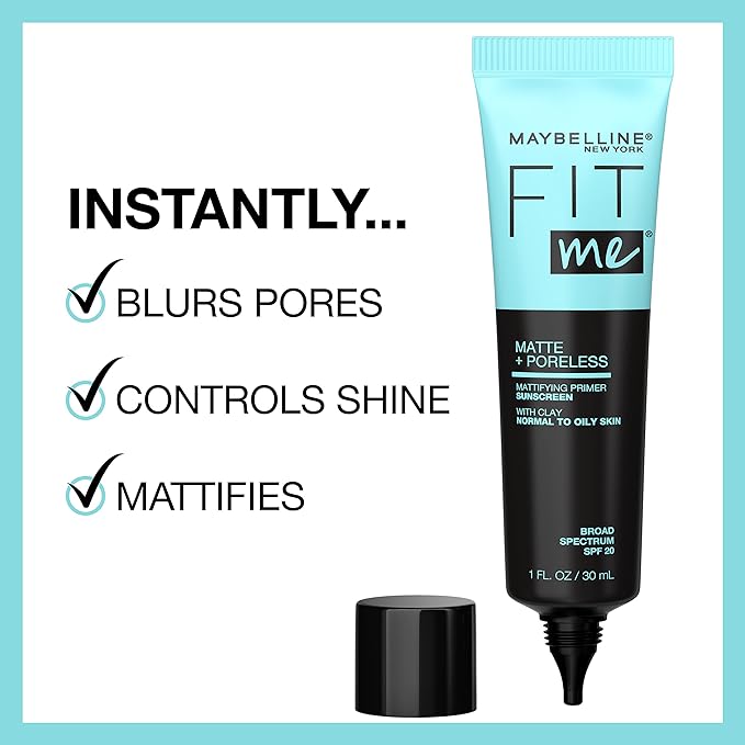 Maybelline Fit Me Matte + Poreless Liquid Foundation + Fit Me Mattifying Primer Makeup Bundle, Includes 1 Foundation in Coconut and 1 Primer