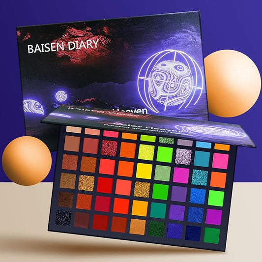 54 Colorful Eyeshadow Palette, Neon Green Shimmer Matte Glitter Eye Shadow Natural Naked Colors Makeup Eyeshadow Waterproof Long Lasting Highly Pigmented Gift Set Make Up Palletes