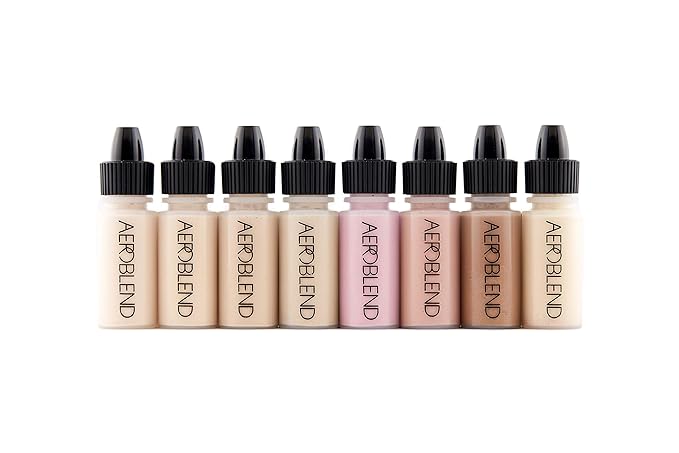 Aeroblend Airbrush Makeup Personal Starter Kit - Light Foundation - With 8 Color Set
