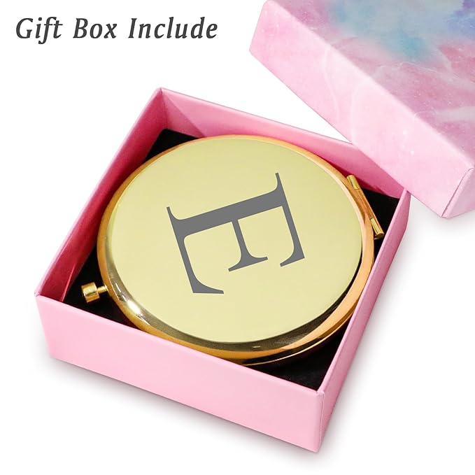 Personalized Gifts for Women Girls, Initial Compact Mirror, Unique Mothers Day Birthday Gifts for Friends Mom Wife Grandma Sister Daughter, 2025 Graduation Gifts for Her College Medical High School